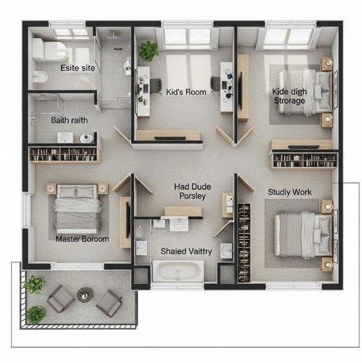 Denah Interior Rumah 2 Lantai Modern 2