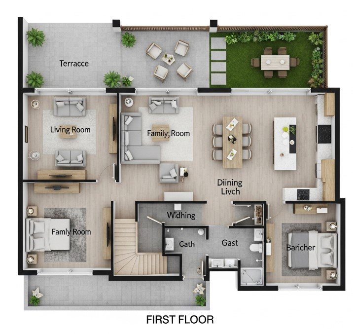 Denah Interior Rumah 2 Lantai Modern