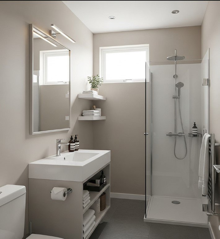 Desain Interior Kamar Mandi Kecil Bersih, Rapi, Estetik